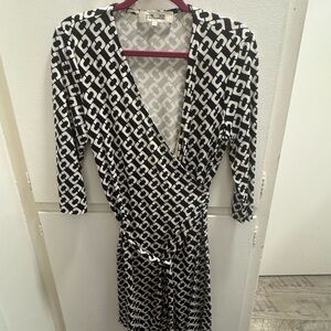 Diane Von Furstenberg Black and White Wrap Dress